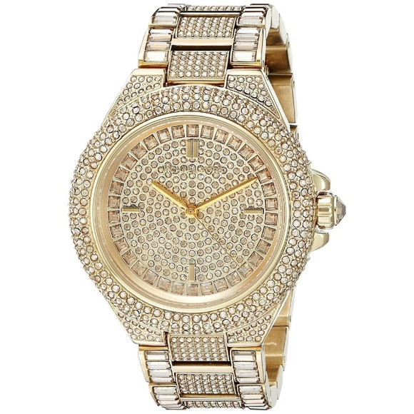 NWT Michael Kors Camille Pave Gold-Tone Watch Gold